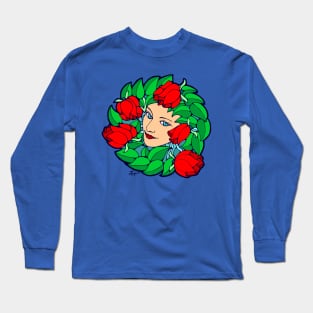 Wreath of Roses and Blue Eyes Long Sleeve T-Shirt